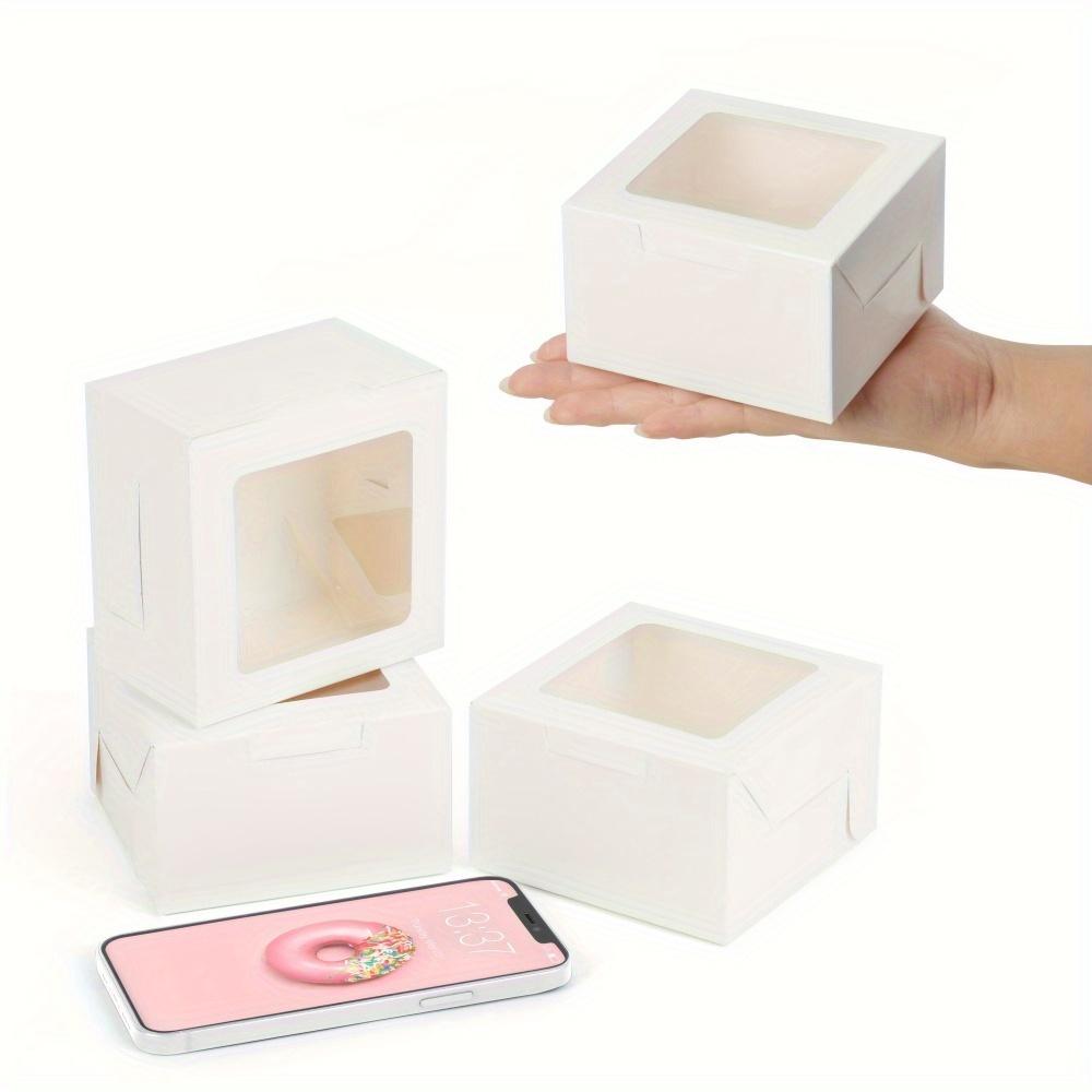 25pcs White Bakery Boxes with Clear Window Gift Packing Box Cookie Boxes Treat Boxes Mini Cake Boxes for Dessert Macarons Chocolates Pastry and Baked