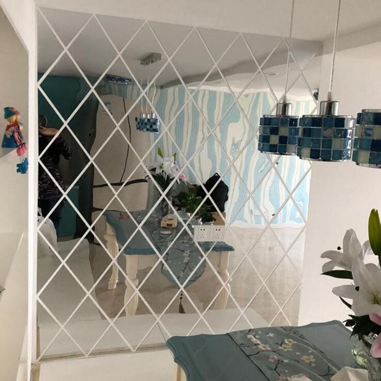 Acrylic Diamond Living Room Wall Sticker - Self-Adhesive Mirror Decor