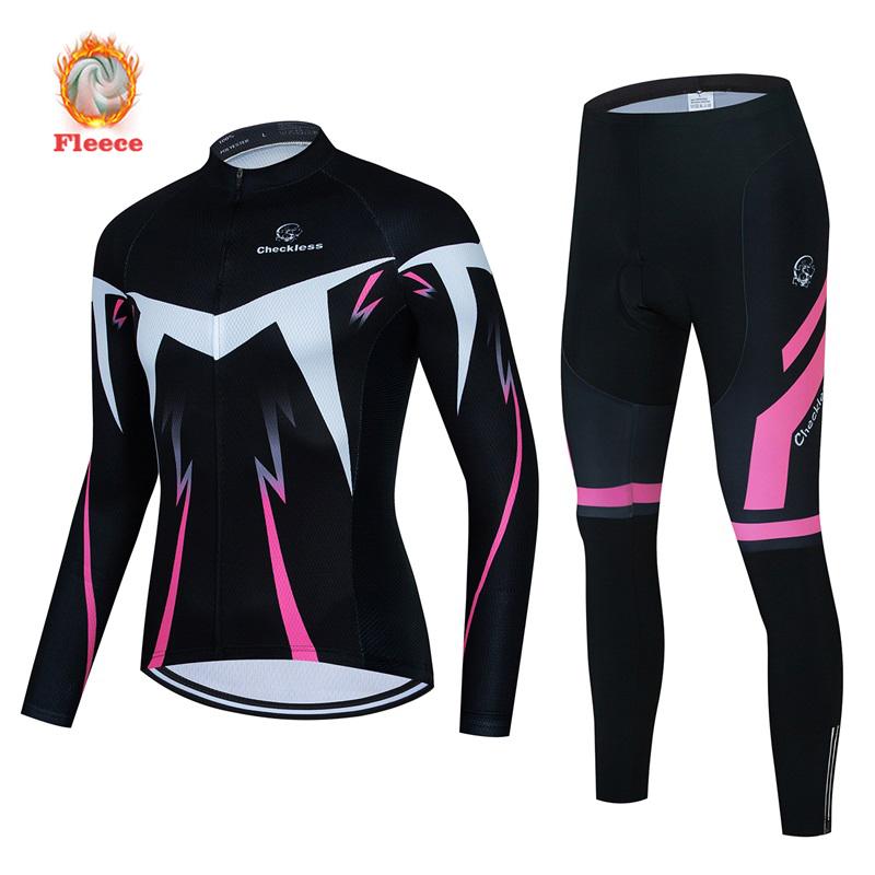 Winter Bike Team Fleece Cycling Jersey Set Fluorescent Green Ropa Ciclismo Men's Long Sleeve Warm MTB Bike Clothes Uniform Road Bicycle Cycling Suit