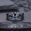 New  Ring Gun Black Inlaid Sea Blue Zircon Ring European and American Ins Engagement Jewelry Women  Accessories Jewelry