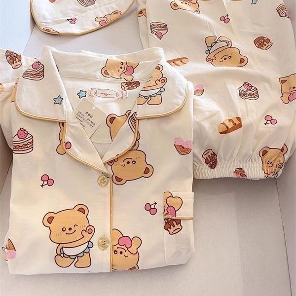 

Japanese sweet butter bear girl pajamas summer short-sleeved shorts ins set students can wear loungewear S