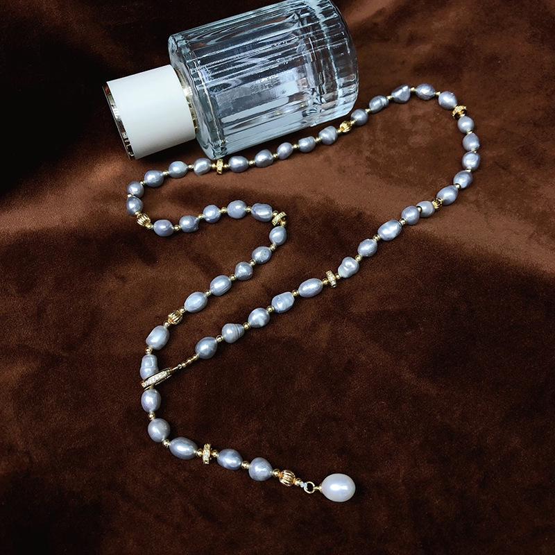 Multicolor Freshwater Pearl Sweater Necklace - Simple, Versatile Clavicle Chain Jewelry