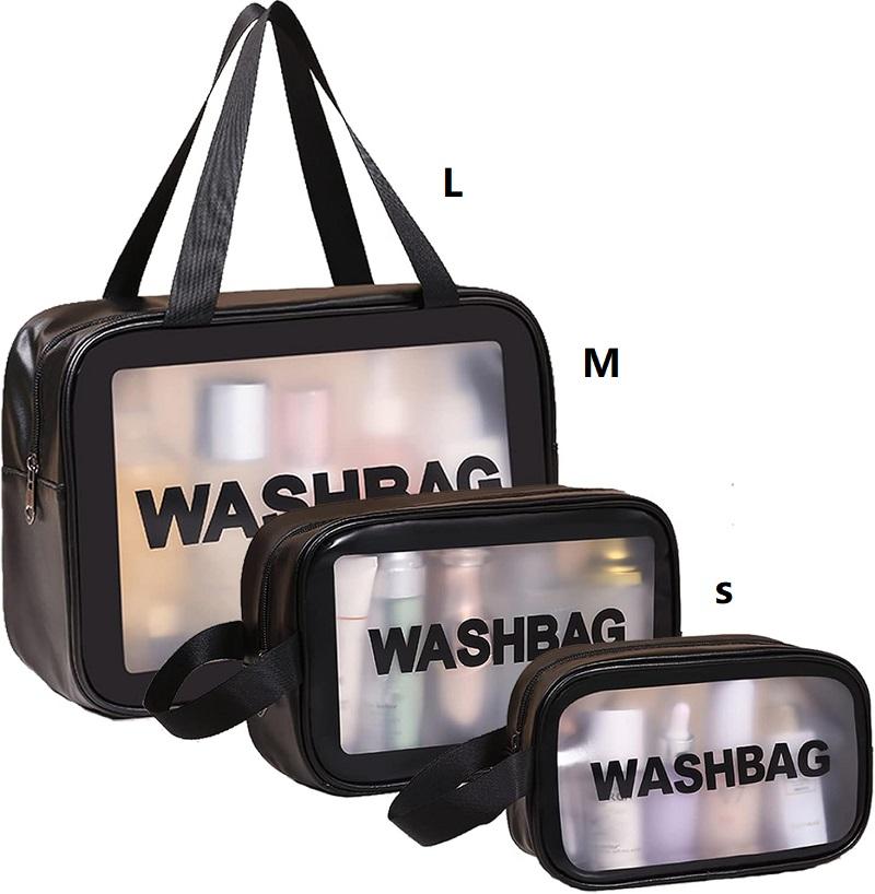 1/3pcs Transparent Makeup And Toiletries Bag, Large Capacity Pvc Semi Transparent Frosted Portable Storage Bag