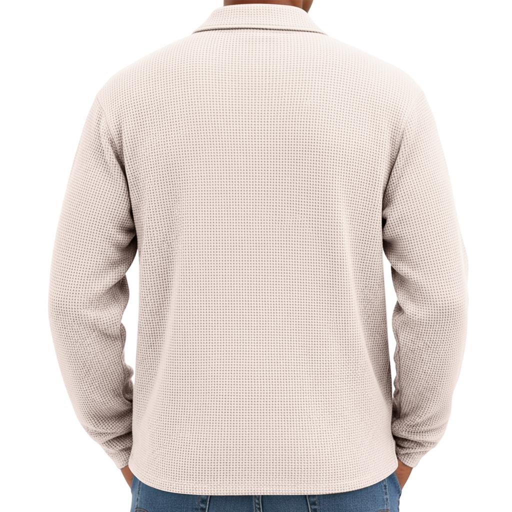 Men's Knit Casual Pocket Collar Pullover , Long Sleeve Daily Wear