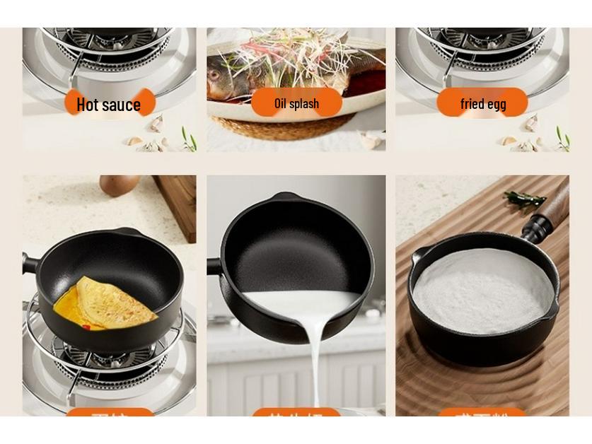 Vertiefter Gusseisen Eier- & Öl-Träufeltopf - Spritzfreies Design mit flachem Boden