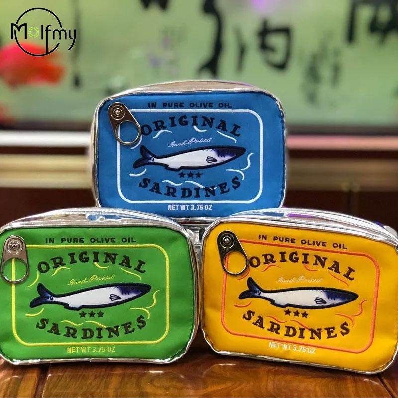 Sacs de voyage pour cosmétiques Sardines en conserve Sac de toilette Créatif Portable Mignon Grande capacité Fermeture éclair Multifonction pour les vacances du week-end