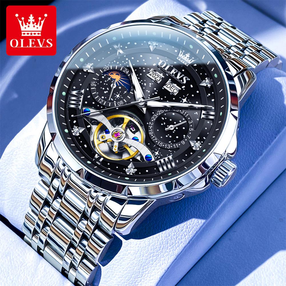 OLEVS brand multifunctional luminous starry sky flywheel fully automatic mechanical watch men's watch 6690