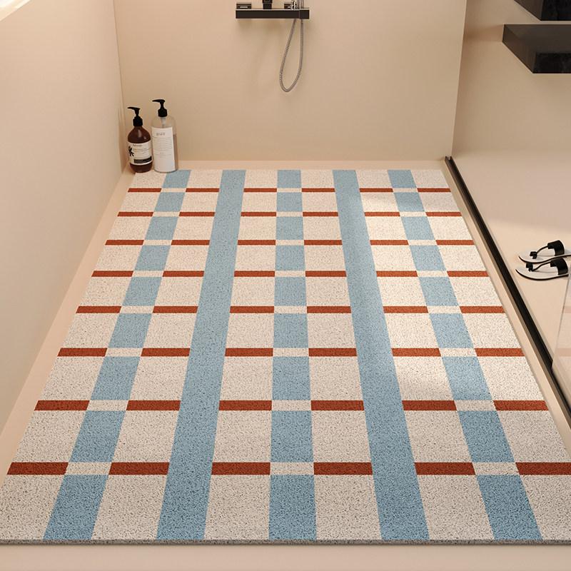 

Alfombra de baño americana de seda,alfombra de piso completa para inodoro,alfombra de ducha antideslizante con banda de drenaje alta y hueca 40cm x 60cm