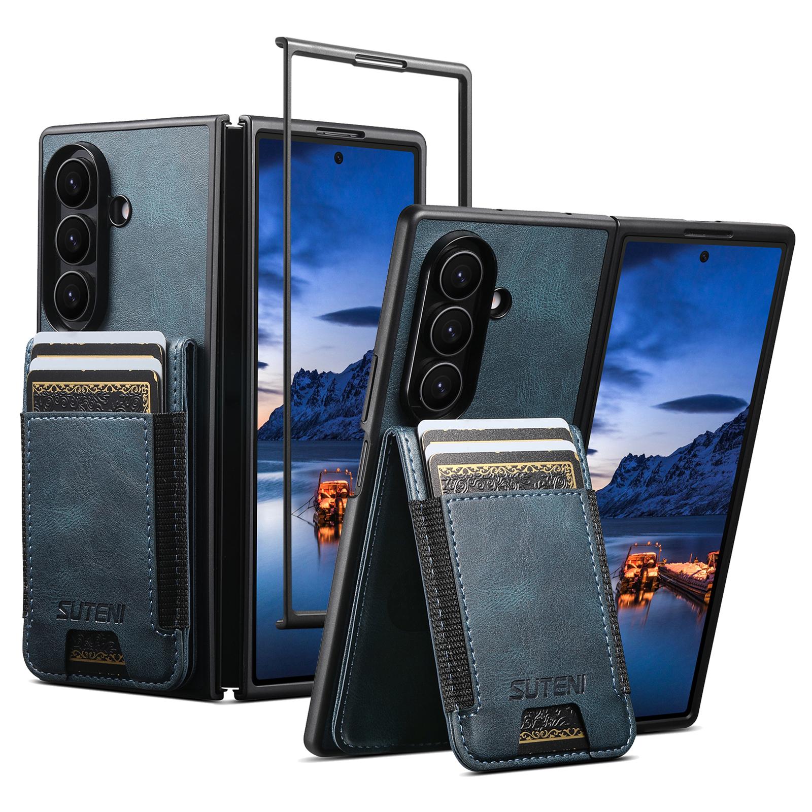 

SUTENI H03 for Samsung Galaxy Z Fold7 5G Case PU Leather PC Protective Phone Cover with Card Slots Kickstand