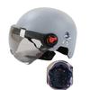 Men Motorcycle Helmet,Woman Electric Motor Car Scooter Bike Open Face Half Helmet,Anti-UV Safety Hat Bicycle Cap with Goggles