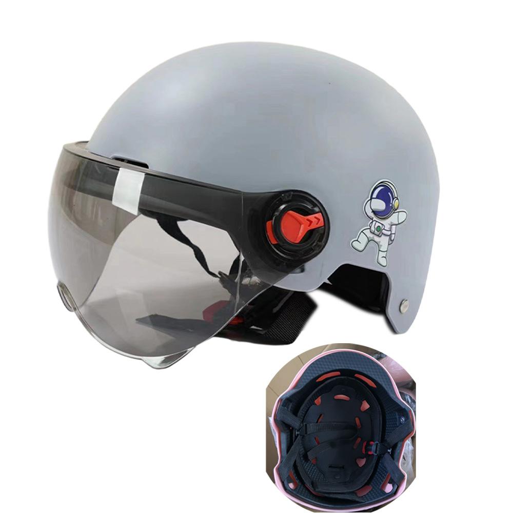 Men Motorcycle Helmet,Woman Electric Motor Car Scooter Bike Open Face Half Helmet,Anti-UV Safety Hat Bicycle Cap with Goggles