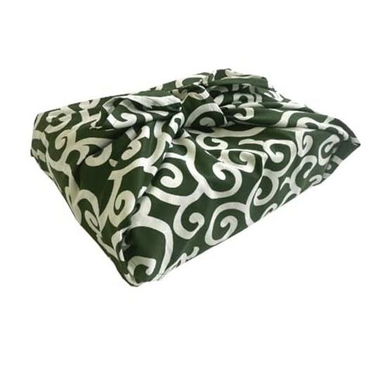 Mashuru Karakusa Pattern Furoshiki 100cm Three Width Cotton Thief Auspicious 100 Large Size (Green)