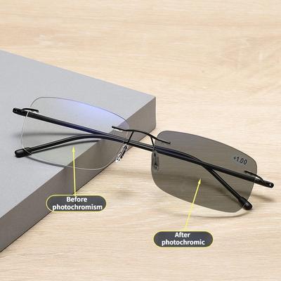 Photochromic Presbyopia Glasses Blue Light Resistant Reading Glasses Multifunctional Bifocal Sunglasses for Men