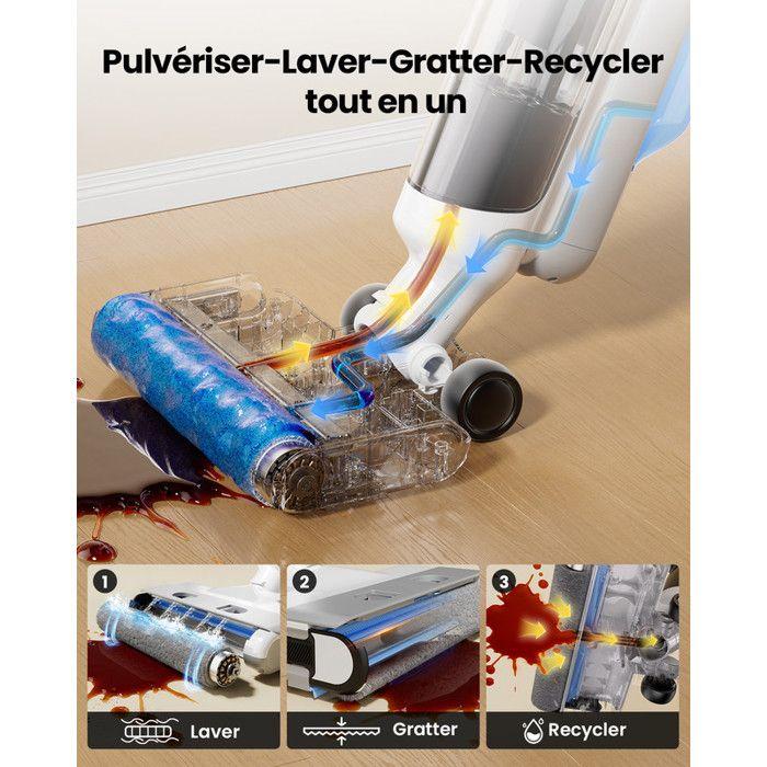 Proscenic F10 Ultra, 3-in-1 Vacuum Cleaner for Dry and Wet Waste, Self-cleaning, Fast Drying and Streak-free.