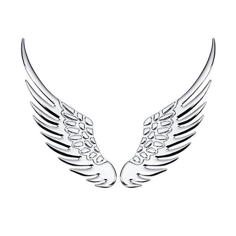 1Pair Car Auto Motorcycle Body Sticker 3D Angel Wings Badge Style Zinc Alloy Decals Silver/Gold Exterior Accessories