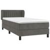 3127584 vidaXL Lit à sommier tapissier et matelas Gris foncé 90x190 cm Velours