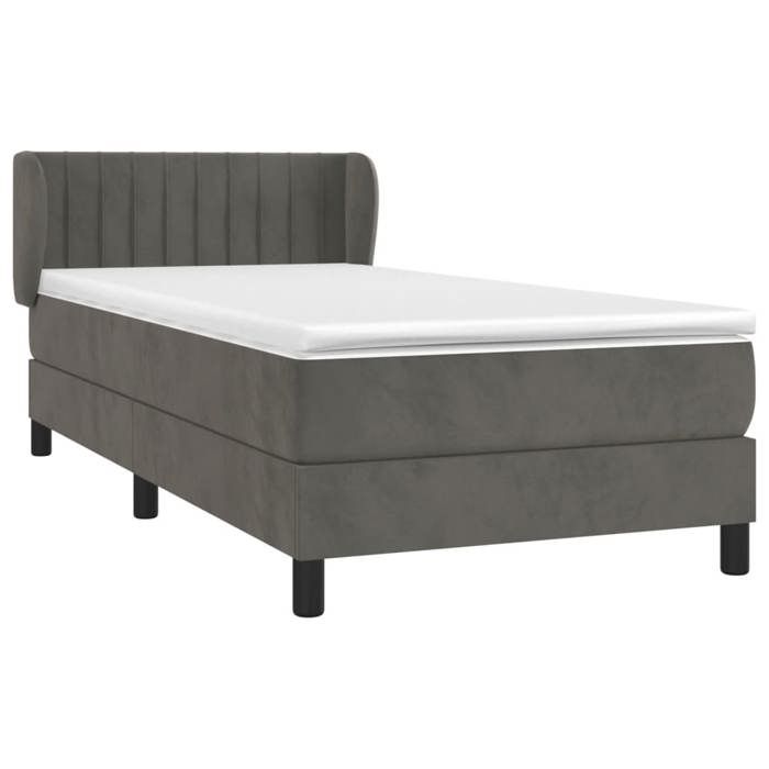 3127584 vidaXL Lit à sommier tapissier et matelas Gris foncé 90x190 cm Velours