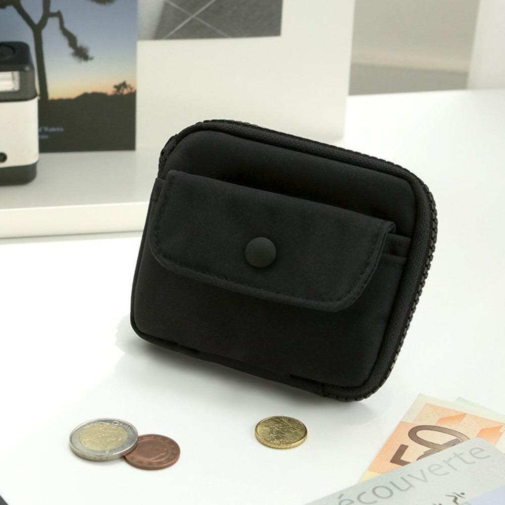 New Solid Color Coin Purse Zipper Large Capacity Small Wallet Wear-resistant Storage Bag Male Female