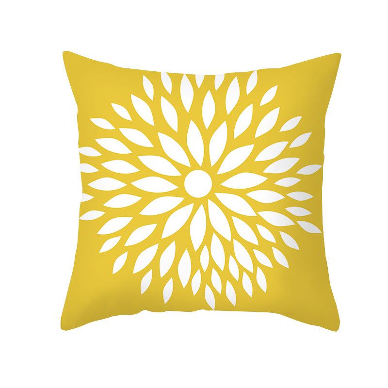 Yellow Geometric Abstract Pattern Throw Pillow Cover With Short Plush Print For Living Room Sofa Decoration Cushion Cover