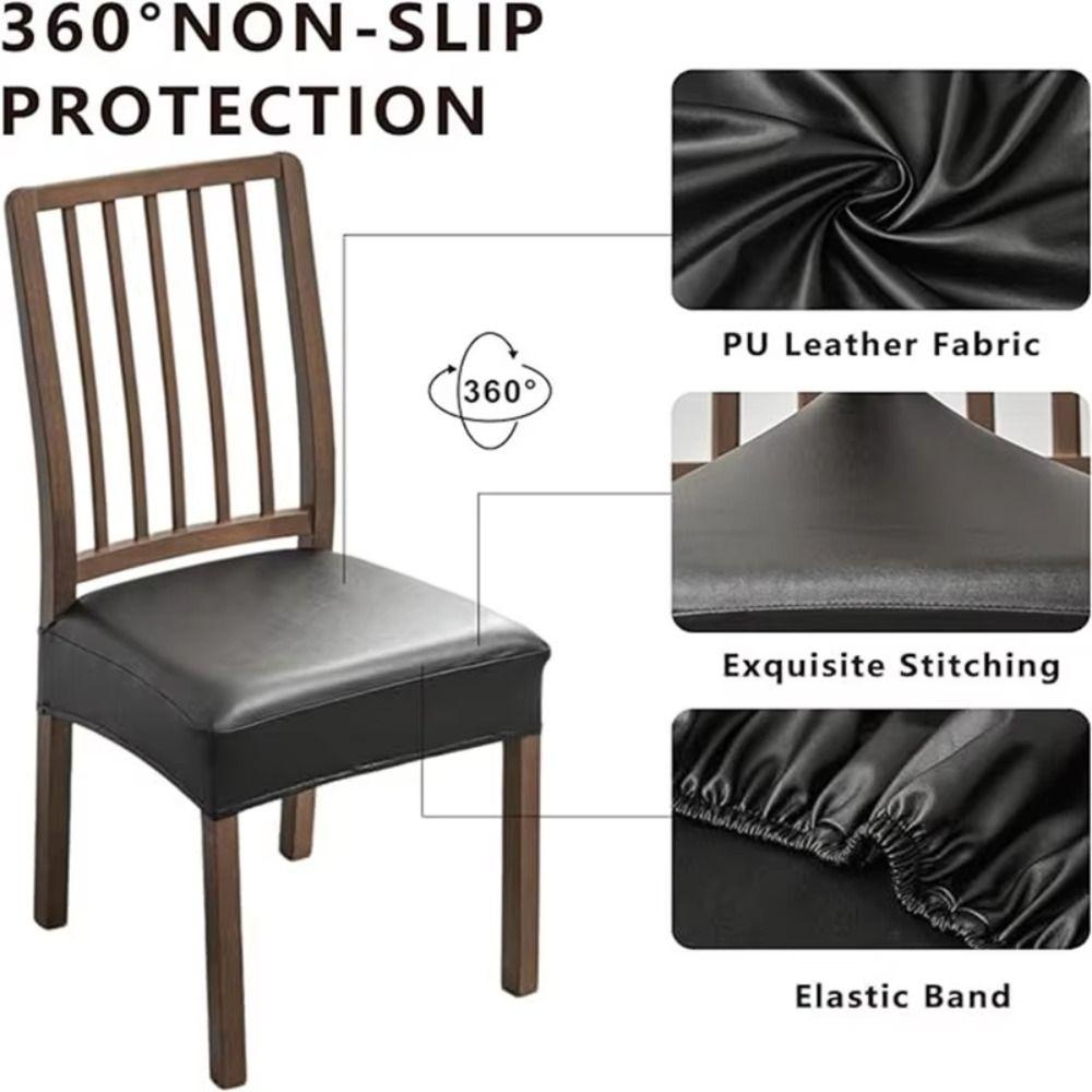 PU Leather PU Leather Chair Cover Oil-resistant Stretch Seat Cushion Cover Home Furniture