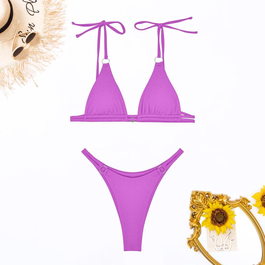 Europäischer & Amerikanischer Gerippter Dreieck-Bikini: Doppelseitig, Sexy, Grenzüberschreitende Bademode