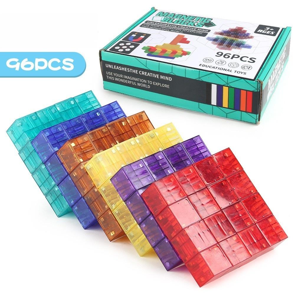 Transparent Magnetic DIY Square  Assembled Building Block Set Model Fun Parent Child Interactive Puzzle Toy Gift
