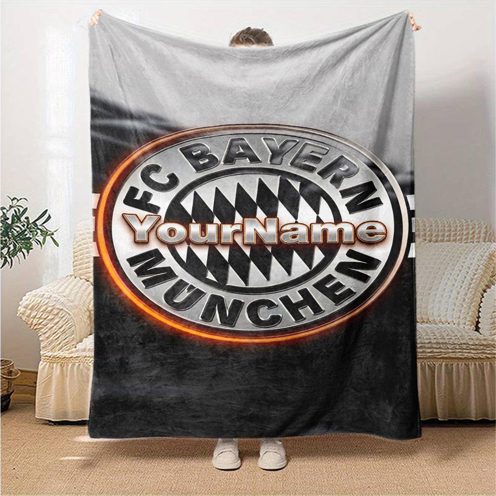 Bayern Munich Personalized Name Blanket Throw Customizable Blanket Warmthful Decor Great for Living Room Sofa Home Decor Nap Four Seasons Universal