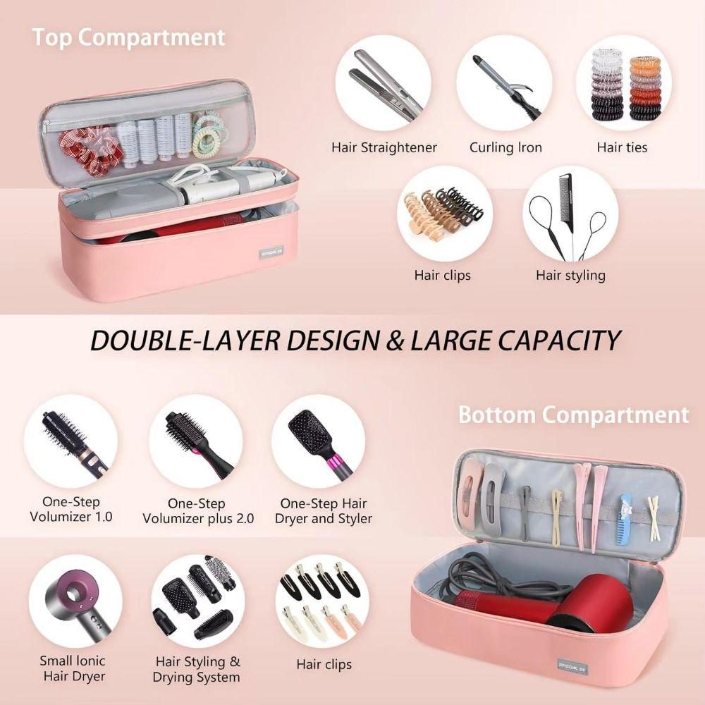Large Capacity Portable Hair Dryer Tote Bag 2 Layers Hair Tool Organizer  Gift