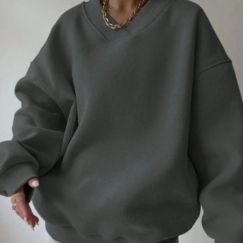 Women's Casual Sweatshirts Solid Color Long Sleeve Round Neck Loose Fit Oversize Sweatshirt Hoodie