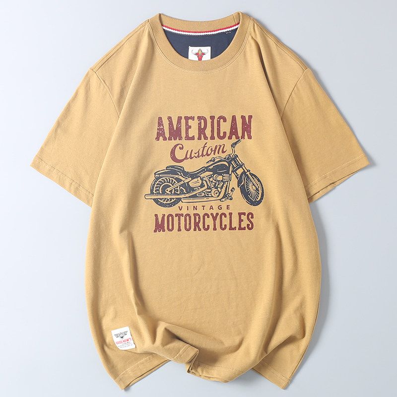 Balance Cargo with Logo Cut off Heavy Weight Pure Cotton Motorcycle Print Short-Sleeved T-shirt Summer Male and Female Trendy Brand Couple T-shirt