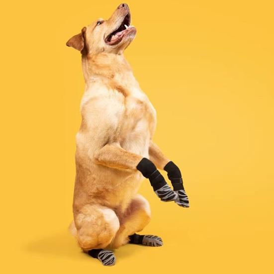 4Pcs Pet Socks Adjustable Strap Design Anti-Slip Winter Dog Socks Comfortable Paw Protectors Pet Supplies