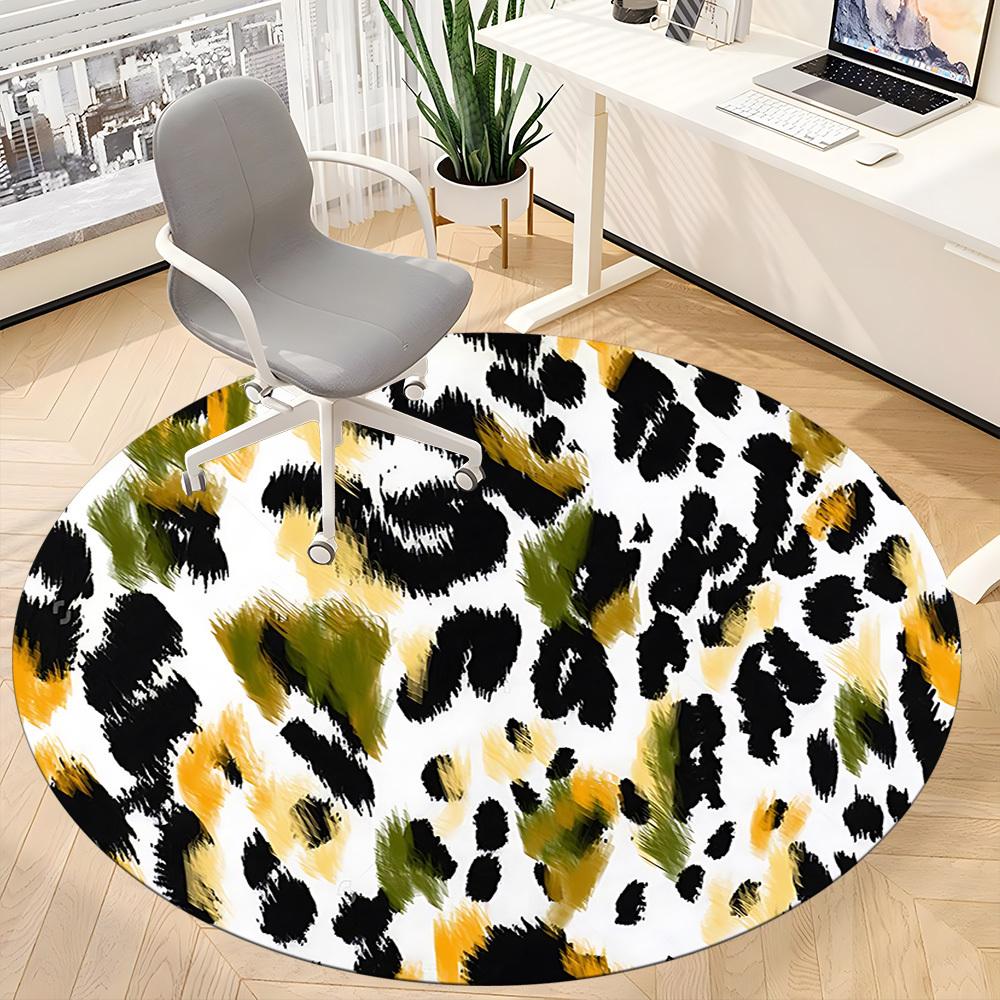 1PC Leopard Print Chair Carpet for Office Non-Slip, Lightweight, Machine Washable Rug for Office, Sleeping, Room - Holiday Decoryy251009082