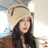 Soft Warm Knitted Slouchy Beanie Cute Bow Pattern Big Head Friendly Fit Autumn Winter Outdoor Wear