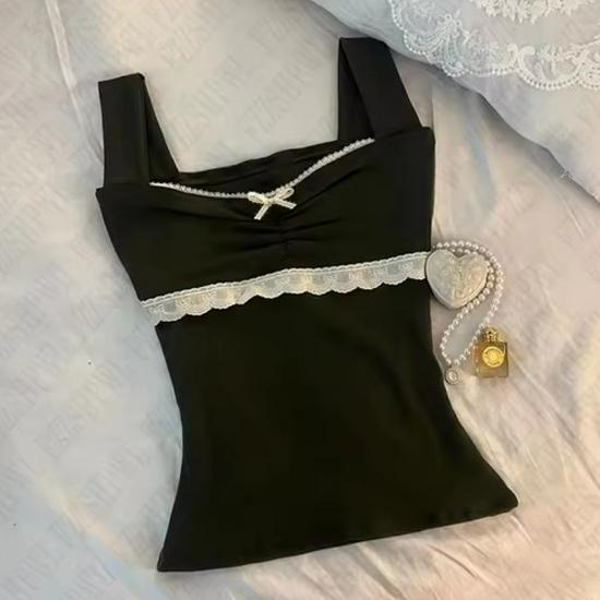 Y2K Harajuku Spitzen-Schleifen-Camisole - Spicy Girl Retro Sommer-Top Large