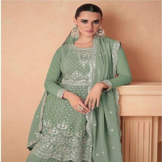 Designer Embroidered Sharara Suit Set for Women