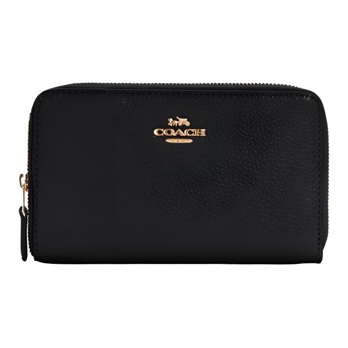 

Coach Zip Around 16 Leather Wallet Card Holder Medium Women Wallets Black C4124-IMBLK Basic Set (Bag+Dust Bag)