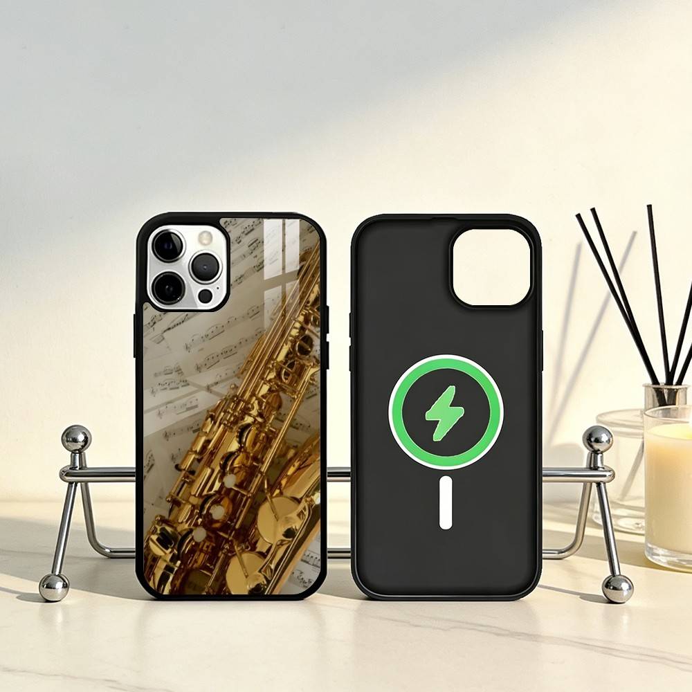 Saxophone Music Phone Case For iPhone17,16,15,14,13,12,11 Plus,Pro Max Magnetic For Magsafe Wireless Charging