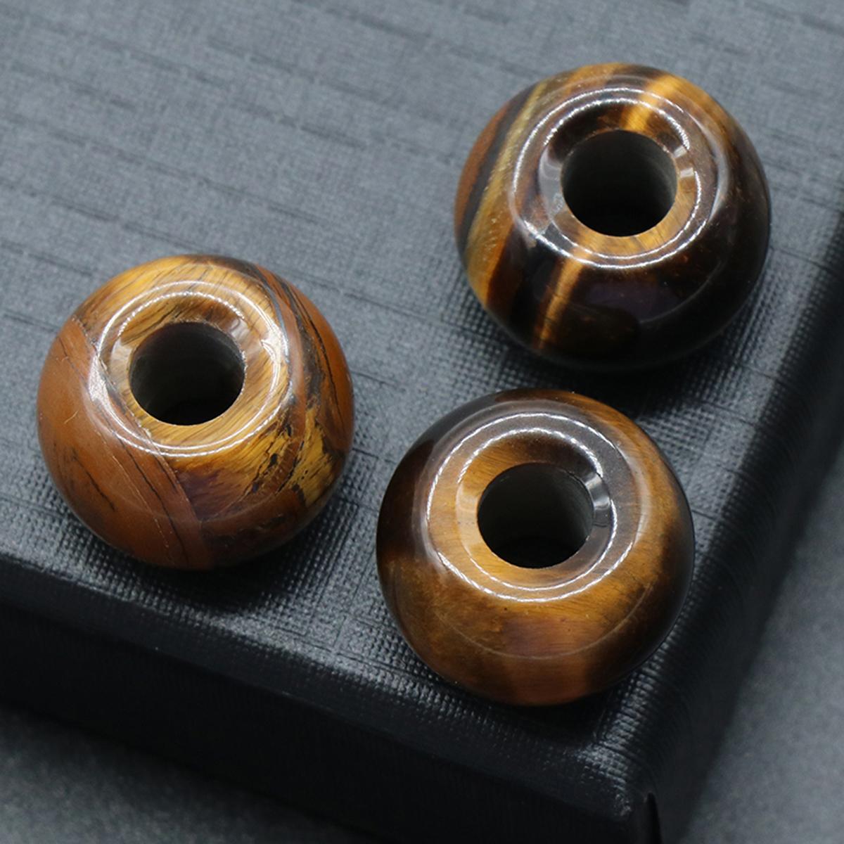 

Натуральный камень бусины с большими отверстиями круглый кристалл розовый кварц зеленый авантюрин свободные бусины для изготовления ювелирных изделий DIY ожерелье браслет аксессуары 12x18 мм 1Pc/12x18mm-Tiger Eye