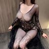 Sex underwear tight sexy uniform temptation transparent mesh open crotch mesh coat hollow large size one-piece mesh socks