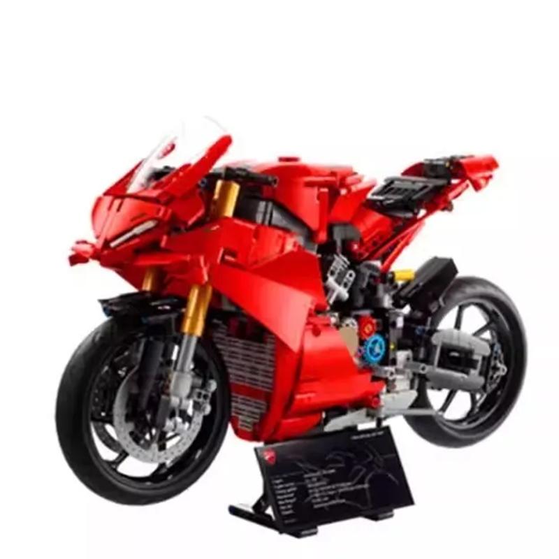 2025 MOC Technické 42202 Motocykl Ducatis Panigales V4 S Stavební bloky Model Mechanická skupina Kostky Hračky Děti Chlapec Dárek
