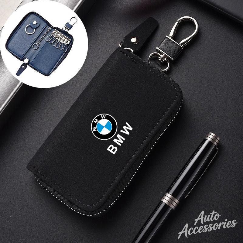 SQLI6 Leather Car Key Cover Case Multifunction Unisex Zipper Wallet Accessory For BMW 1 3 5 7 Series X1 X3 X4 X5 F10 F15 F16 F20 M3 M4