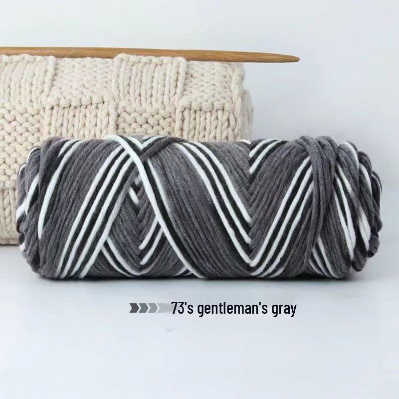 8-Strand Cotton Wool Yarn for Scarf DIY - Thick, Soft Thread with Silk Elements