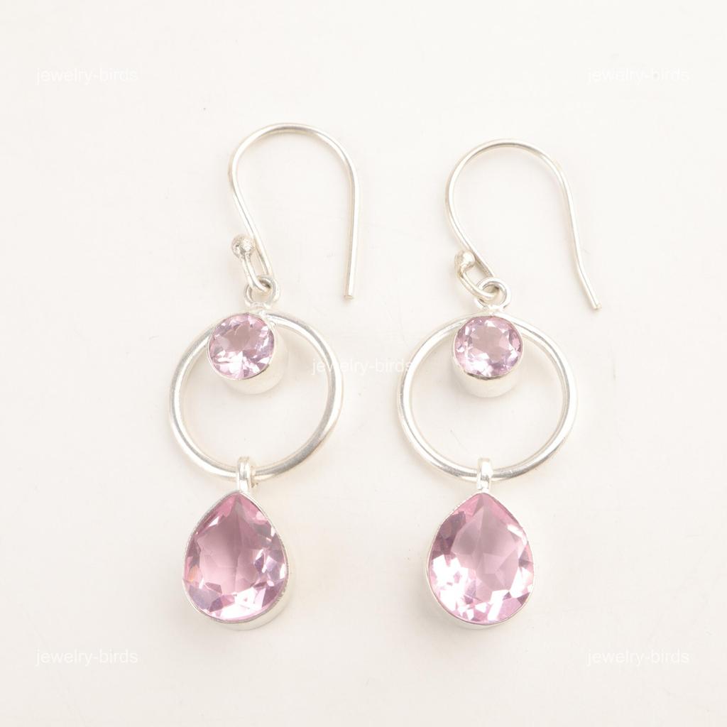 Morganite Gemstone 925 Sterling Silver Mothers day New Dangling Earrings Jewelry EE-140-2