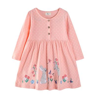 Fashion Style New 2025 Spring and Autumn Embroidered Dinosaur Girl Long Sleeves Dress Kids Spring and Autumn Children's Skirt