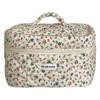 Floral Corduroy Toiletry Bag with Zipper Makeup Organizer Storage Bag Cute Cosmetic Organizer Case for Women Girls