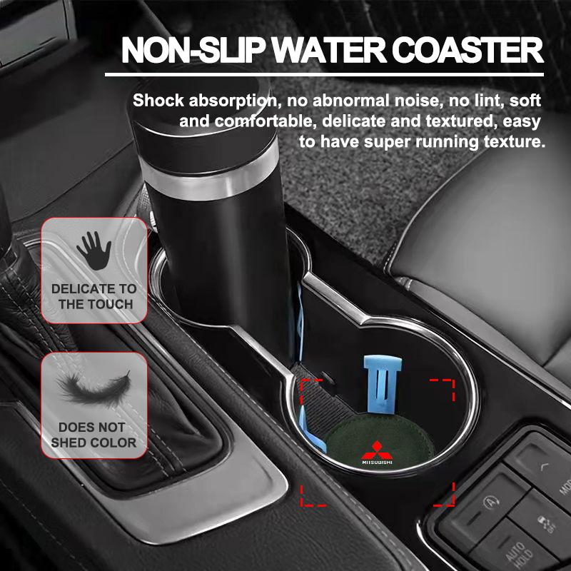Car Cup Holder Pad PU Leather Slot Non-slip Coaster Mat For Mitsubishi Outlander Lancer 10 9 ASX RALLIART Eclipse L200 Pajero