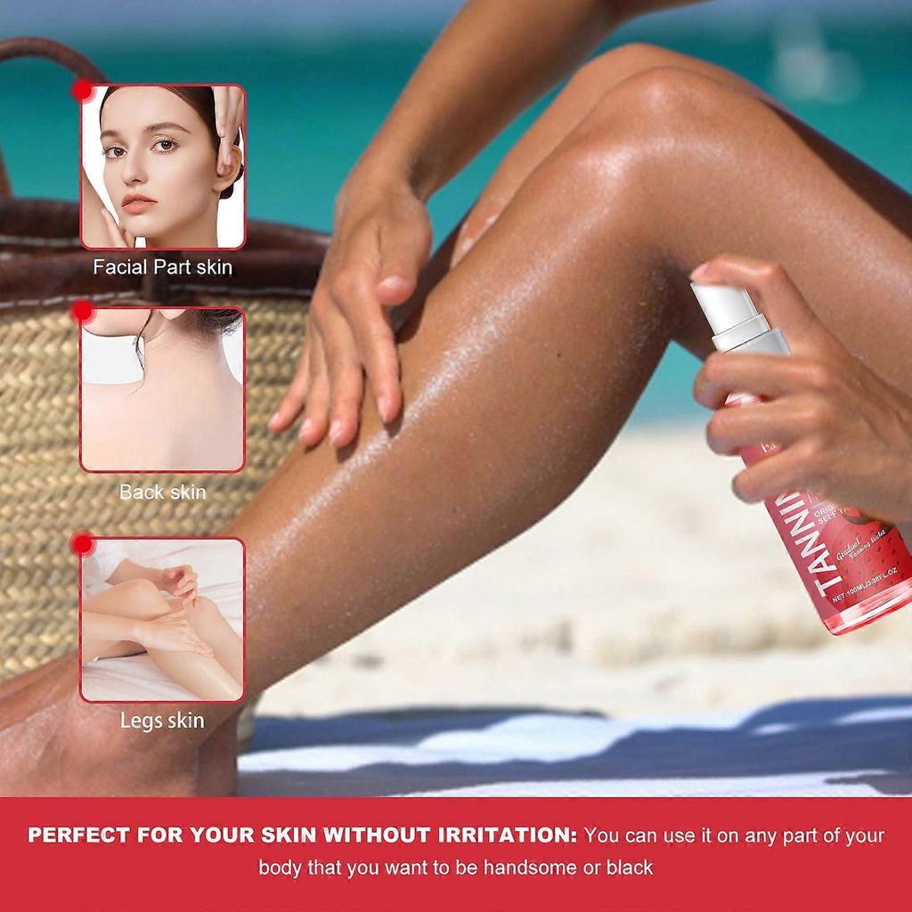 Limited time!!Eelhoe Strawberry Tanning And Tanning Aid Spray Sun-Free Long-Lasting Self-Tanning Bronze Wheat Skin Gentle Moisturizing Skin Care