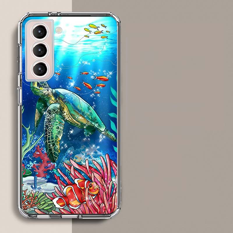 Deep sea turtle dolphin landscape Phone Case For Galaxy A14 A24 A34 A54 Samsung A02S A12 A22 A32 A42 A52 A72 A13 A33 A53 5G A03
