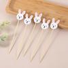 100pcs Easter Disposable Bamboo Skewers Rabbit Eggs Food Picks Fruit Fork Cupcake Buffet Stick Easter Party Decoration Birthday
