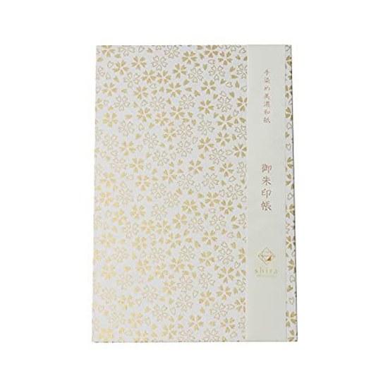 Mino Washi Goshuincho Shira Sakura Shu-incho Accordion Style Large Format Yuzen Dyed Paper Japanese Pattern Castle Stamp Book Honsho Cute Stylish 46